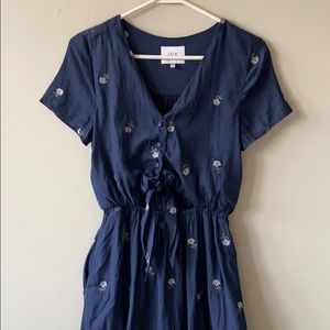 Navy embroidered dress